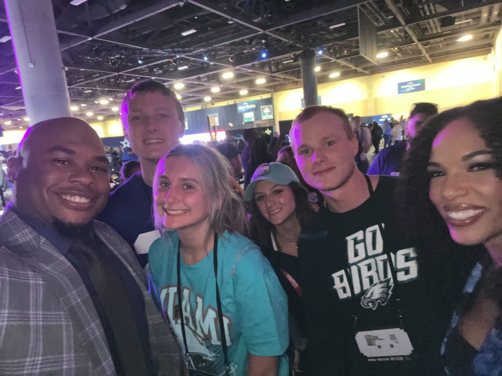 Steve Smith Sr. and M.J. Acosta after their NFL Network live braodcast. 